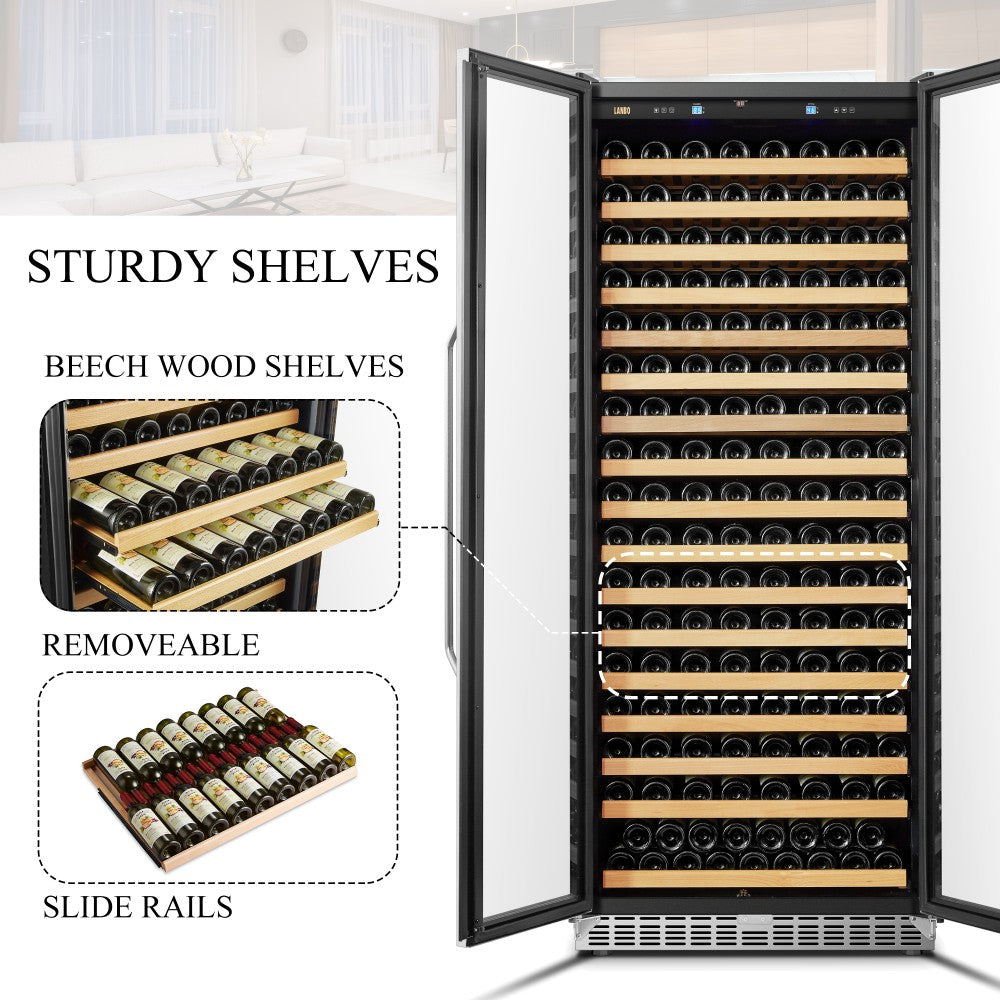 Lanbo LW328SD | 33" Wide Two Door Dual Zone 289 Bottle Wine Fridge