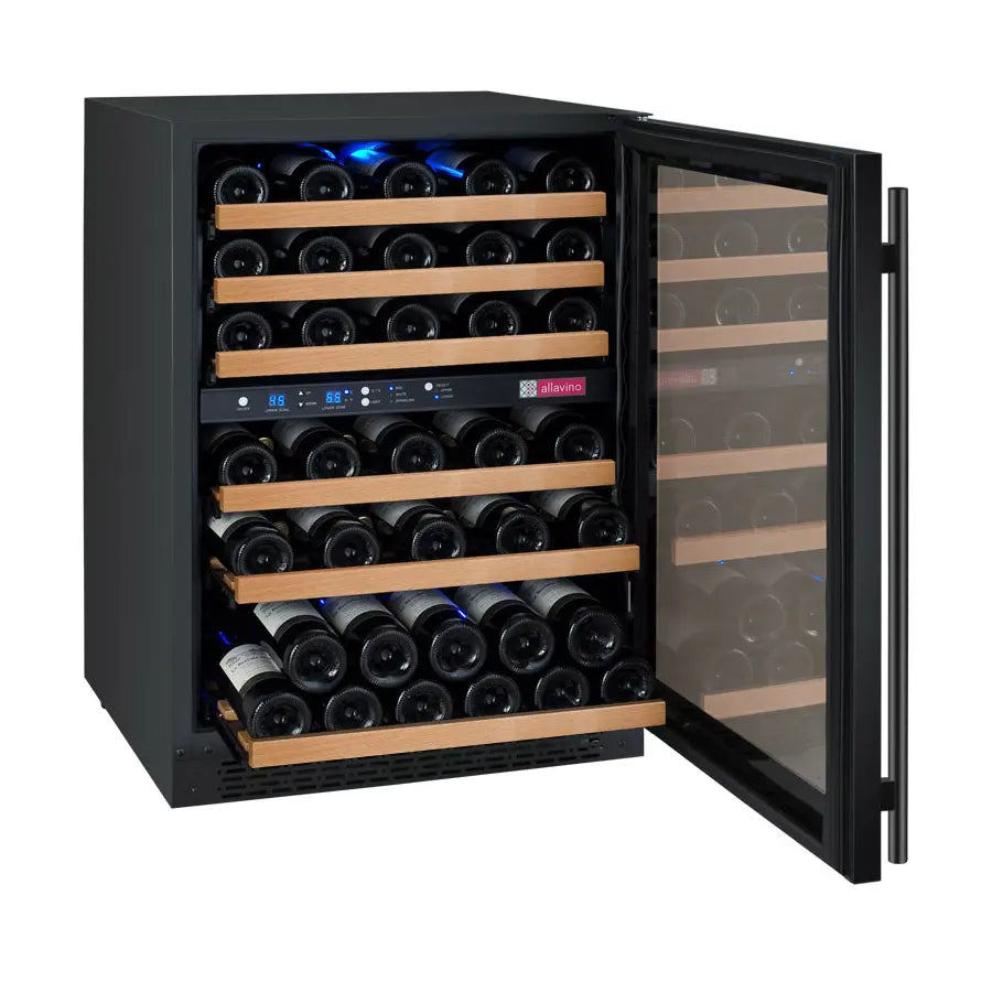 Allavino | 24" Wide Dual Zone Black FlexCount II Tru-Vino 56 Bottle Wine Cooler