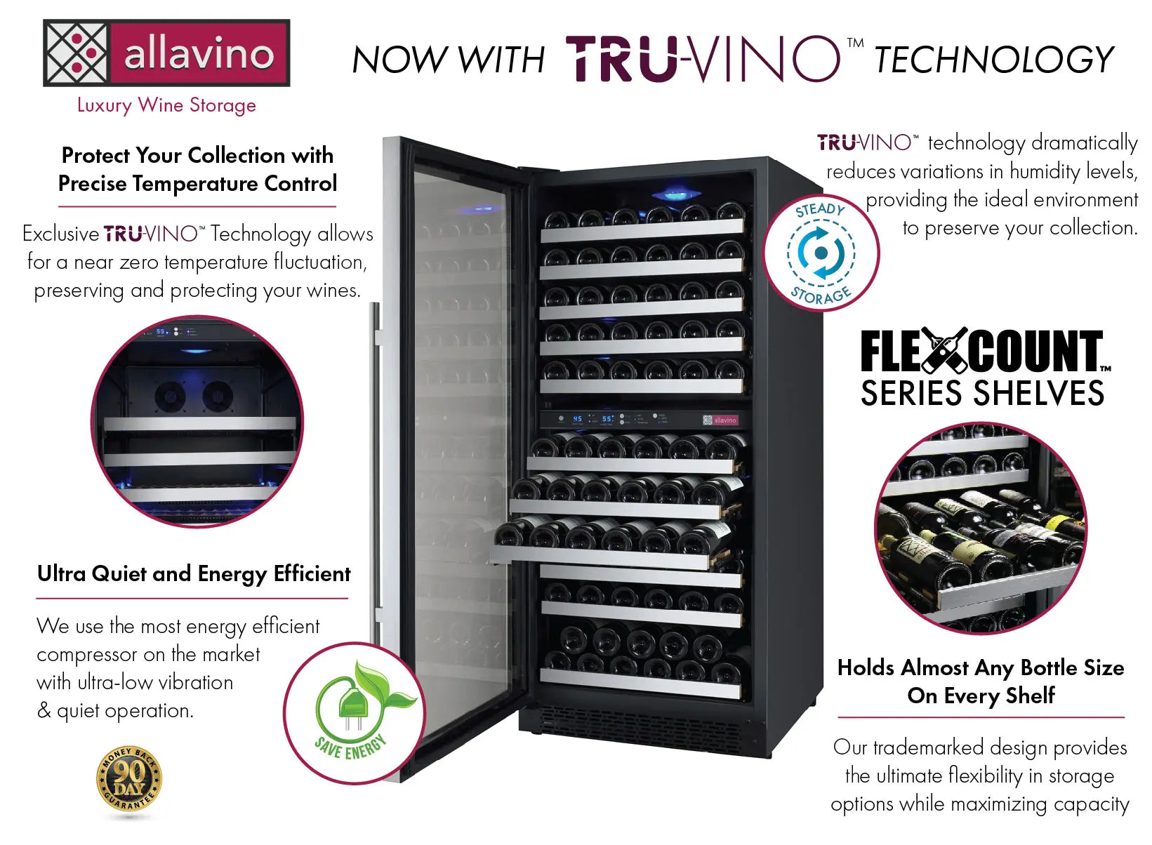 Allavino | 24" Wide Dual Zone FlexCount II Tru-Vino 121 Bottle Wine Fridge