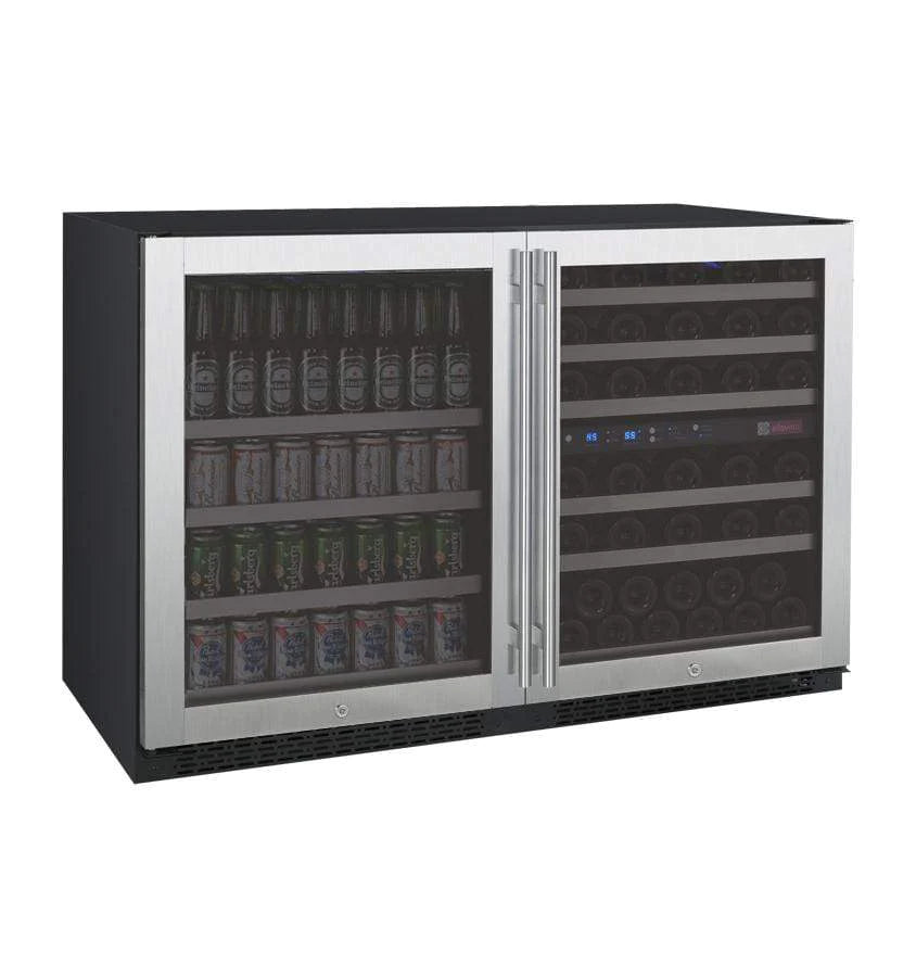 Allavino | 47" Wide Stainless Steel FlexCount II Tru-Vino 124 Can/56 Bottle Beverage & Wine Fridge