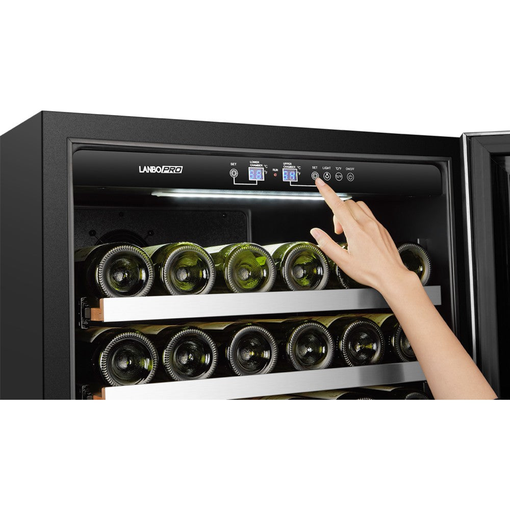 LanboPro LP168D | 24" Wide Dual Zone 153 Bottle Wine Fridge