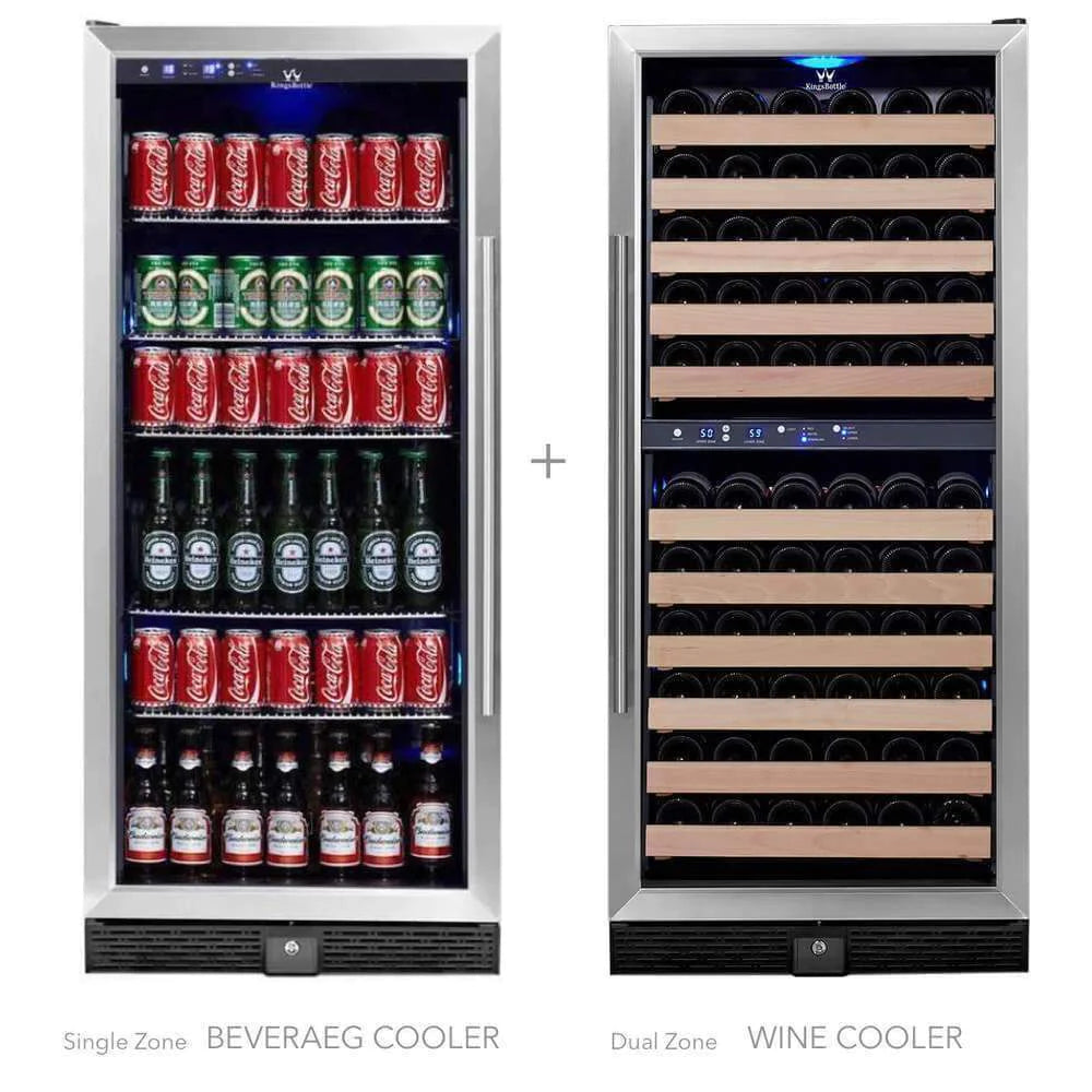 KingsBottle | 47" Wide Triple Zone 484 Can/106 Bottle Beverage & Wine Fridge