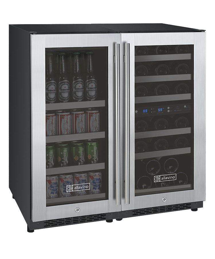 Allavino | 30" Wide Stainless Steel FlexCount II Tru-Vino 88 Can/30 Bottle Beverage & Wine Fridge