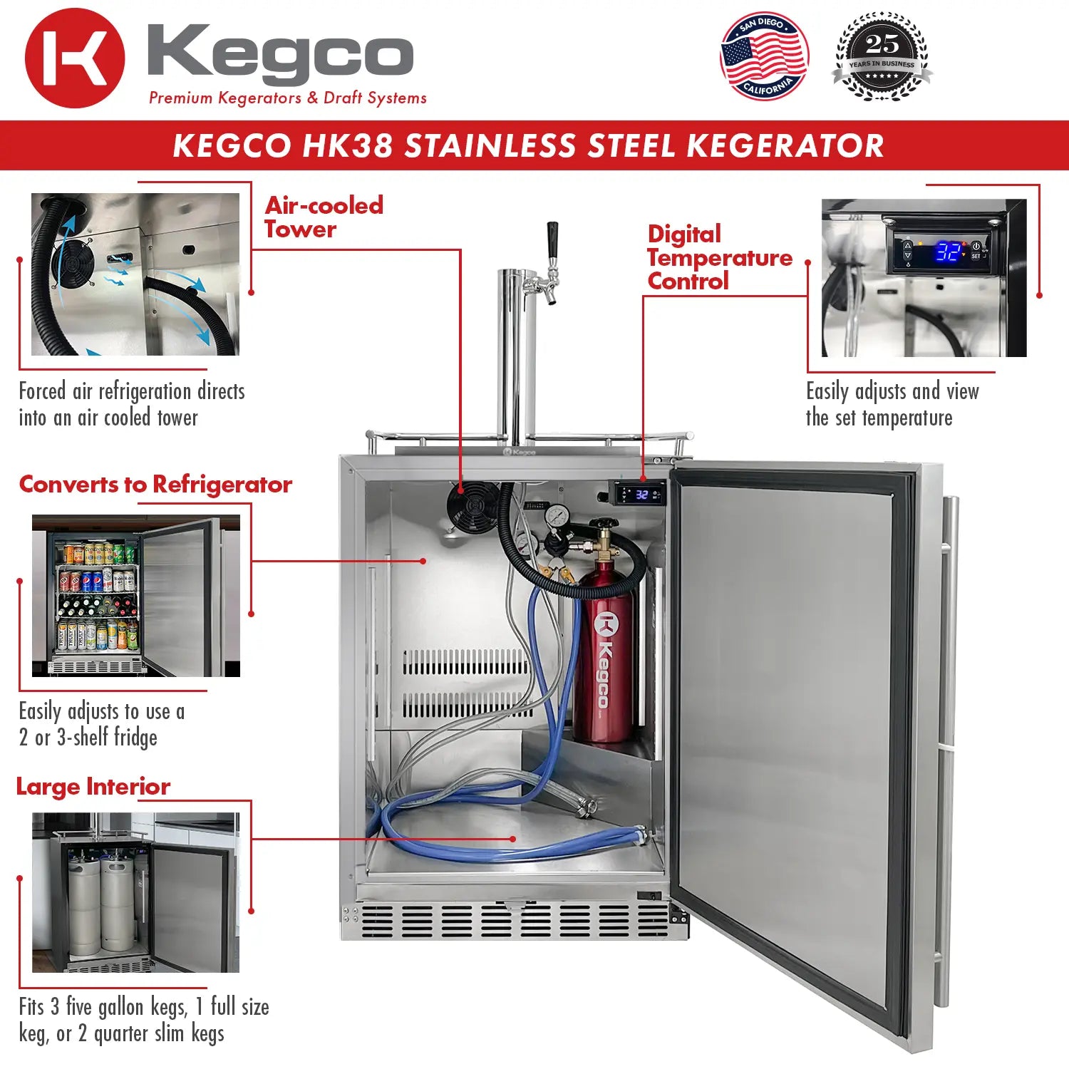 Kegco | 24" Wide Outdoor Single Tap Kegerator with Kit