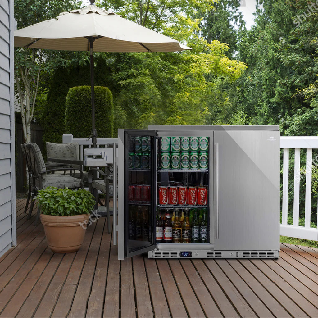 KingsBottle KBU56ASD | 36" Wide Outdoor 198 Can/120 Bottle Beverage Refrigerator