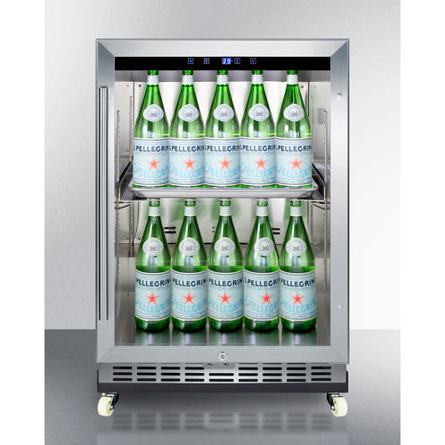 SUMMIT SCR611GLOSRI | 24" Wide Commercial Outdoor Mini Reach-In Beverage Center w/ Dolly