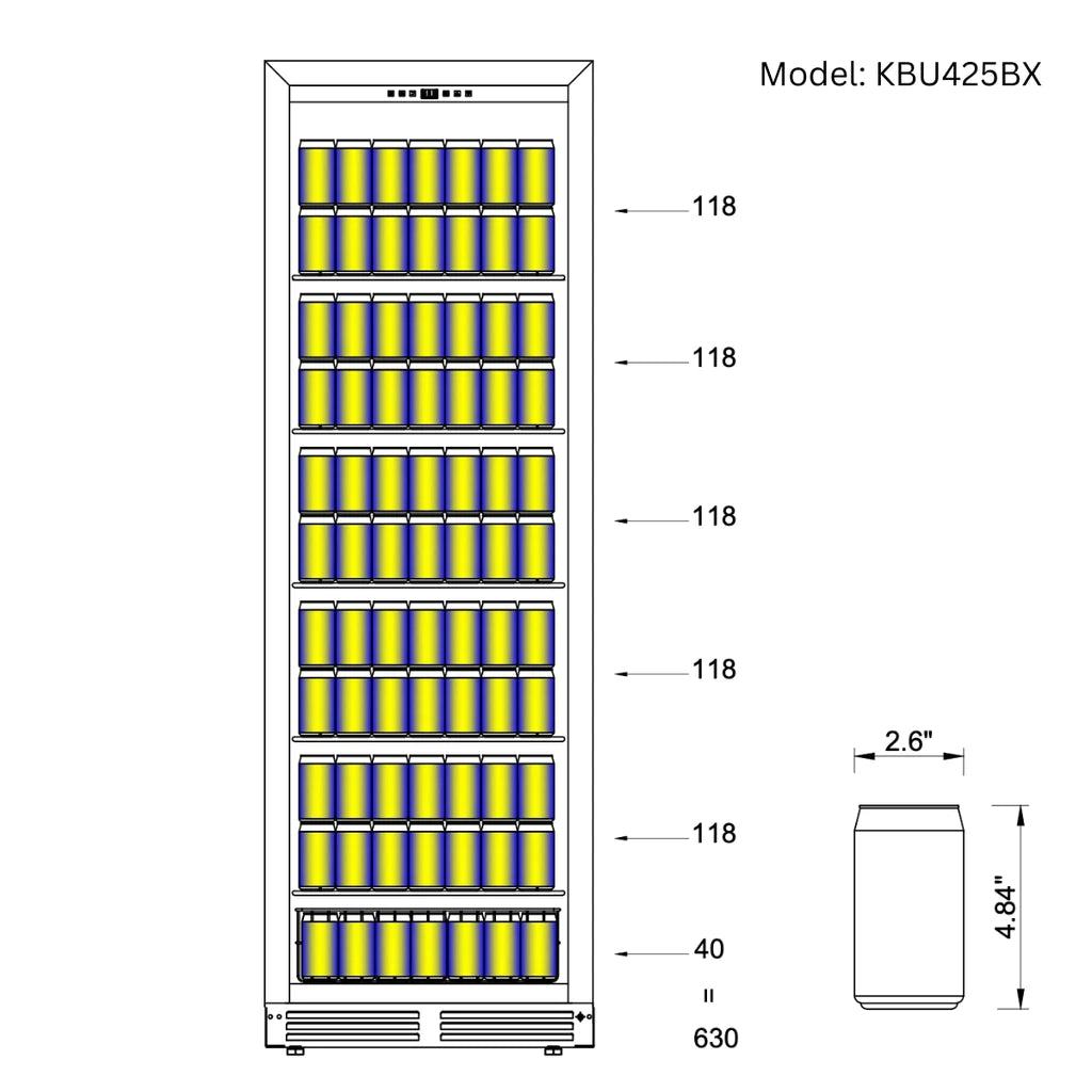 KingsBottle | 47" Wide Low E-Glass Triple Zone 630 Can/159 Bottle Beverage & Wine Fridge