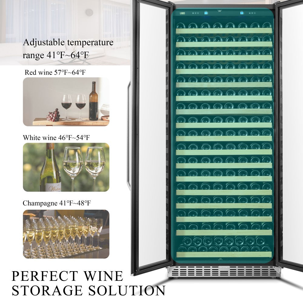 Lanbo LW328SD | 33" Wide Two Door Dual Zone 289 Bottle Wine Fridge