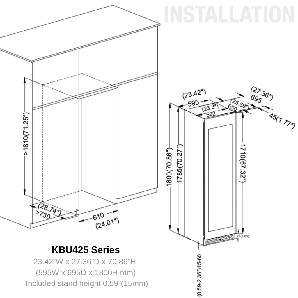 KingsBottle | 47" Wide Low E-Glass Triple Zone 630 Can/159 Bottle Beverage & Wine Fridge