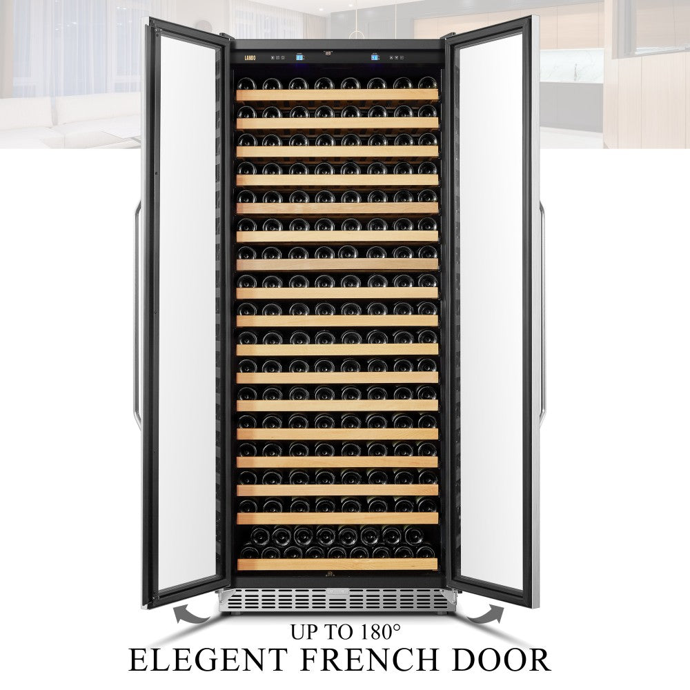 Lanbo LW328SD | 33" Wide Two Door Dual Zone 289 Bottle Wine Fridge