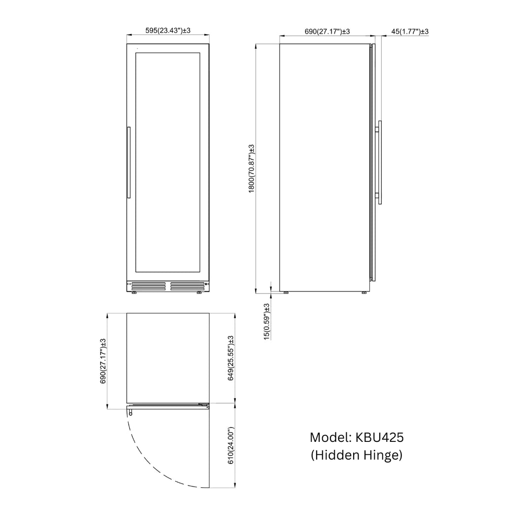 KingsBottle | 47" Wide Low E-Glass Triple Zone 630 Can/159 Bottle Beverage & Wine Fridge