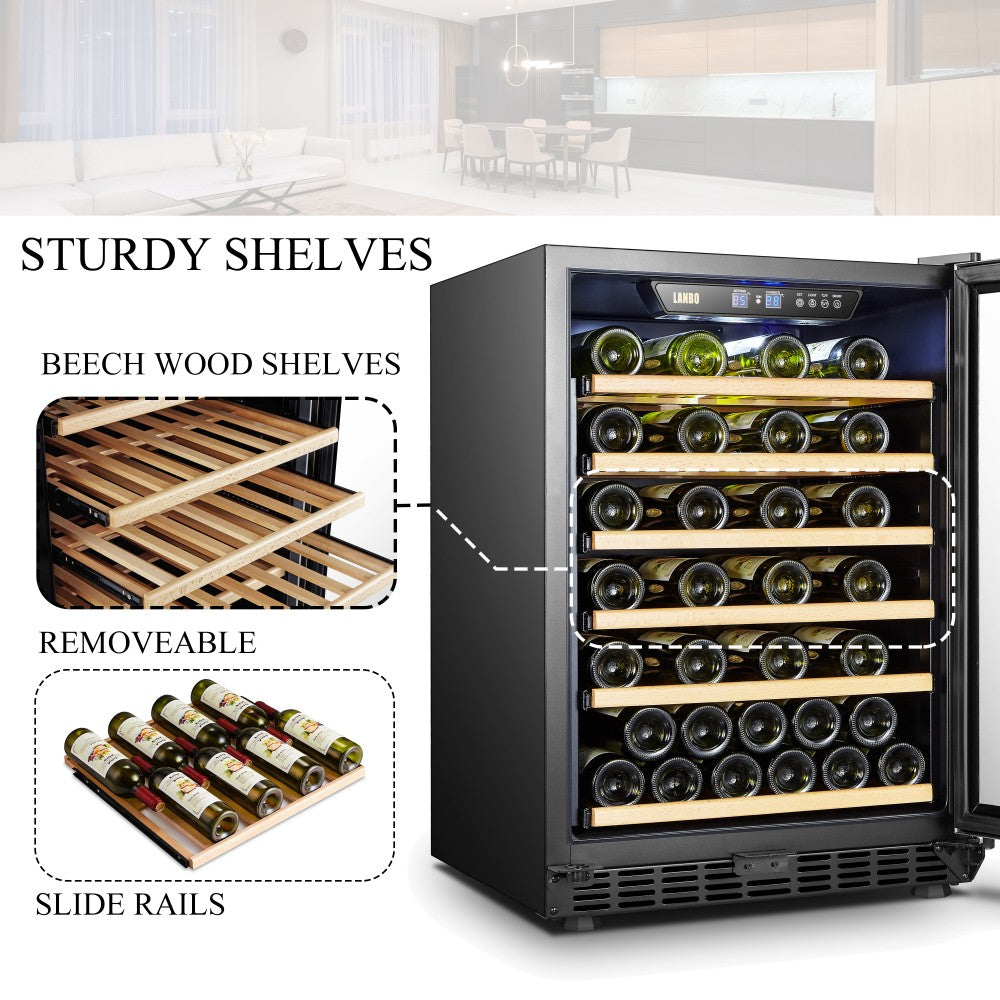 Lanbo LW52S | 23" Wide Single Zone 52 Bottle Wine Fridge