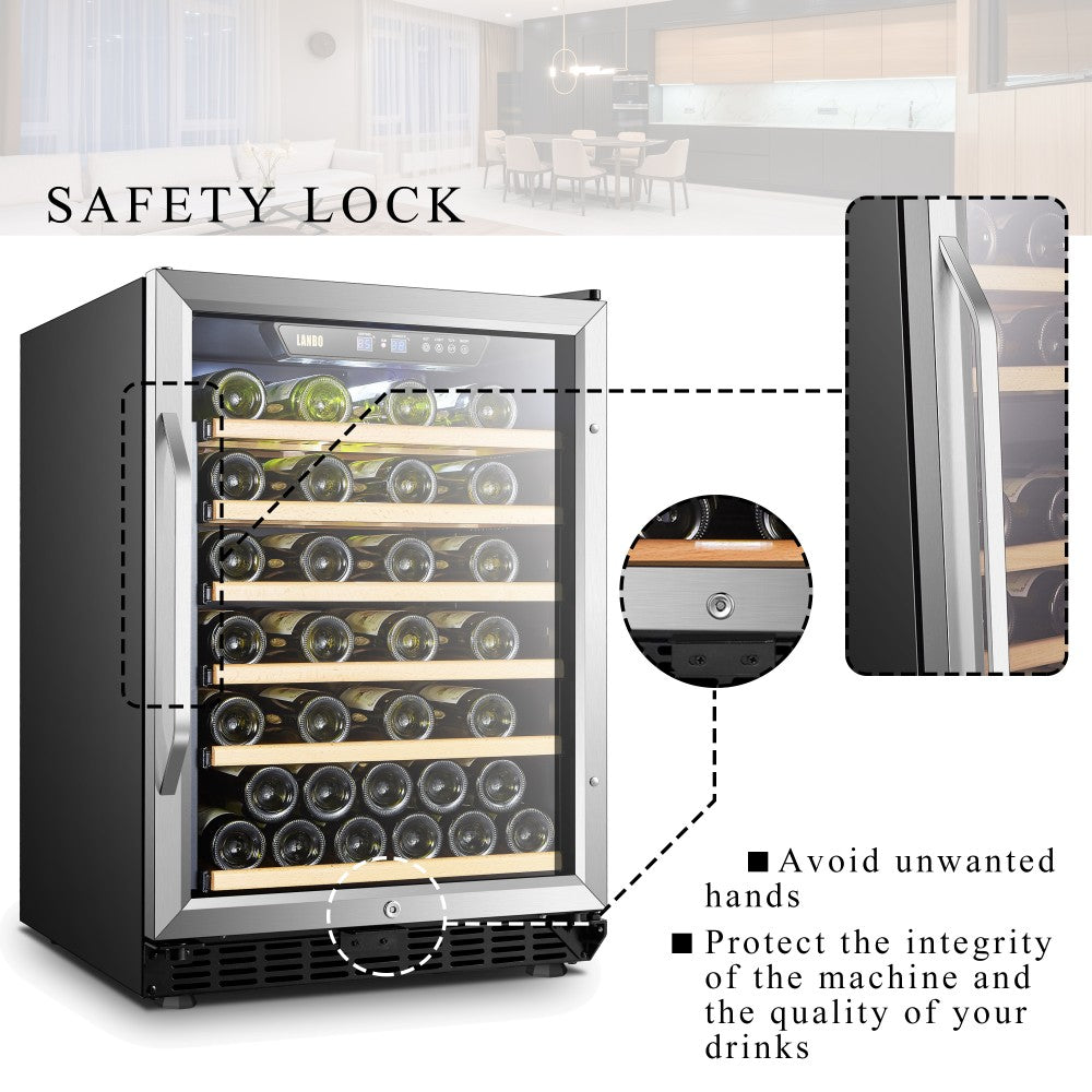 Lanbo LW52S | 23" Wide Single Zone 52 Bottle Wine Fridge