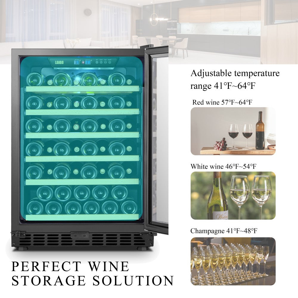 Lanbo LW52S | 23" Wide Single Zone 52 Bottle Wine Fridge