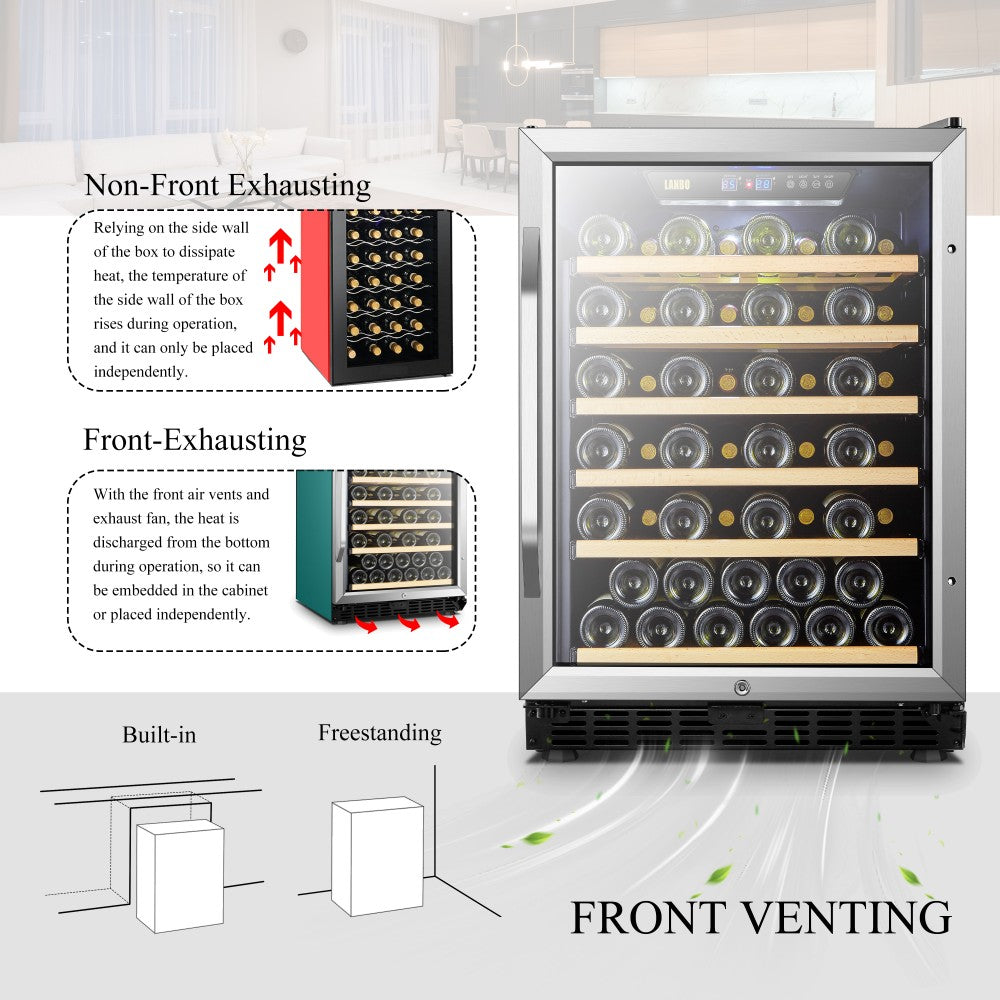 Lanbo LW52S | 23" Wide Single Zone 52 Bottle Wine Fridge