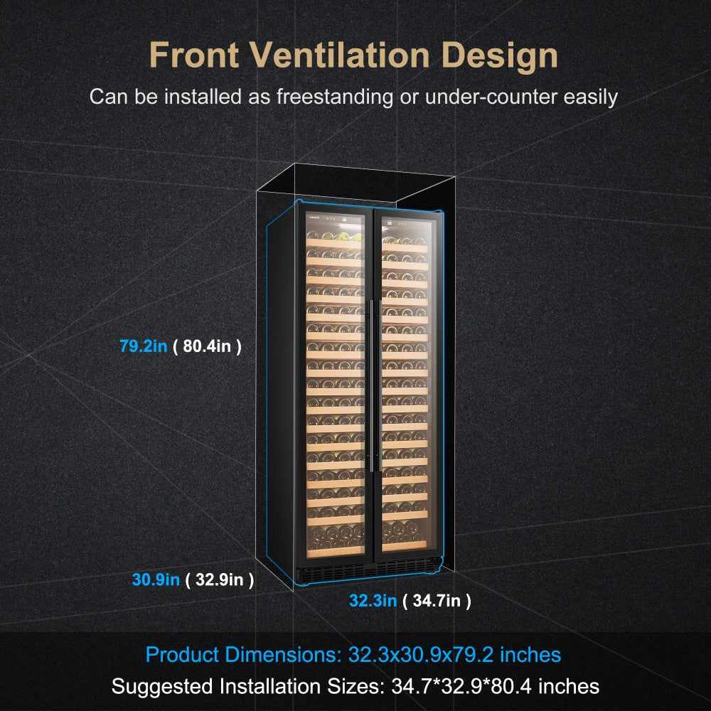 LanboPro LP328S | 32" Wide French Door Single Zone 289 Bottle Wine Fridge